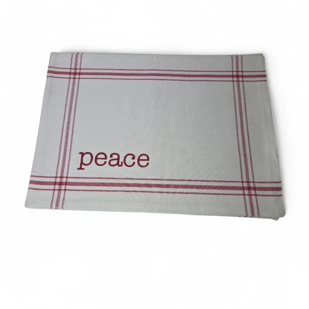 Holiday Time Set Of 6 Christmas Homespun Placemats Joy Peace Merry & Bright
